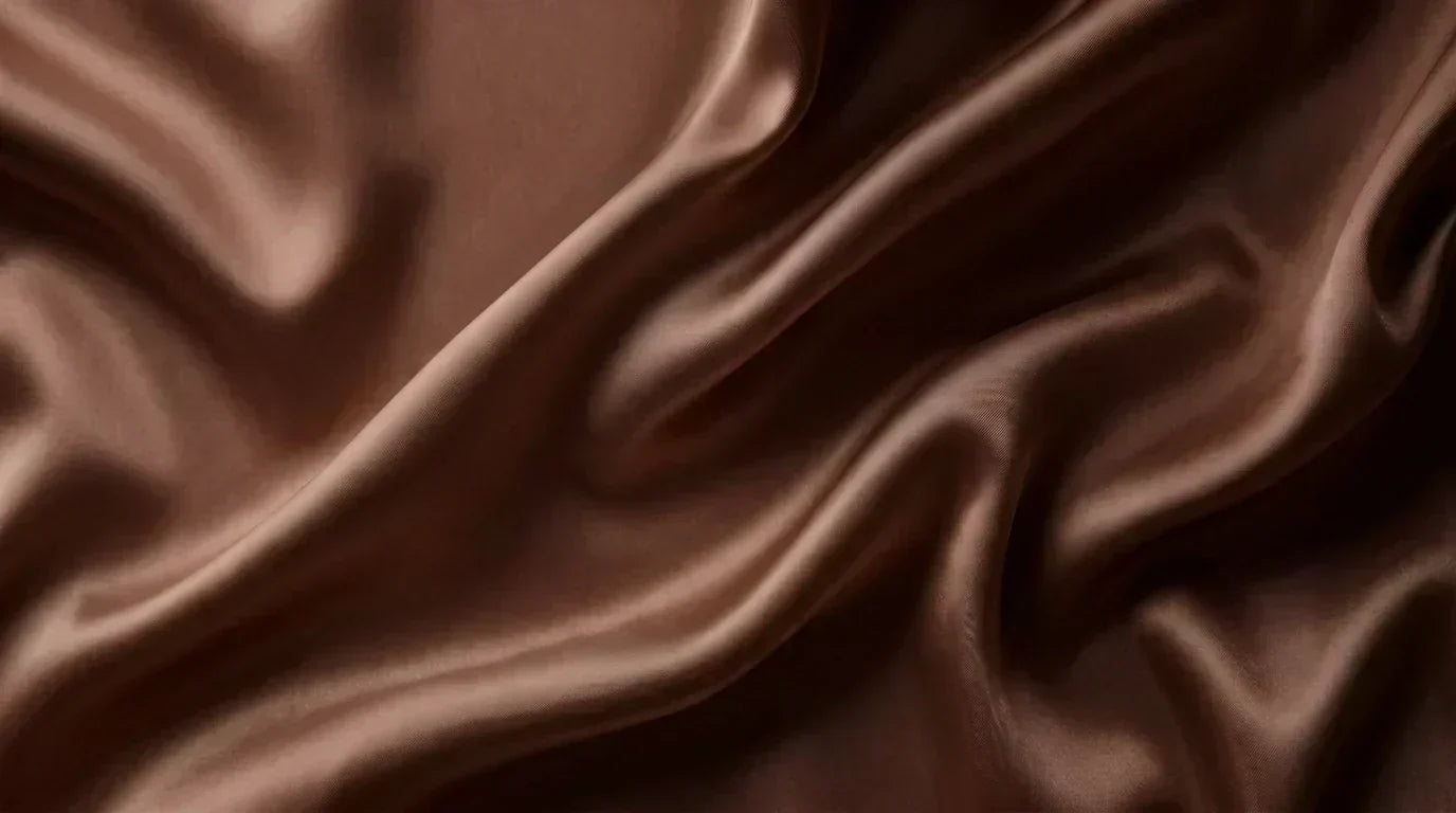 Tissus en soie couleur marron chocolat.